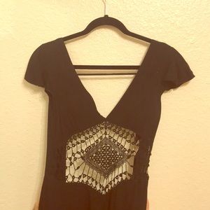 RARE Black Crochet  Romper